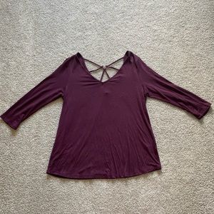 Papermoon Purple 3/4 Sleeve Tee with Back Details Size Small
